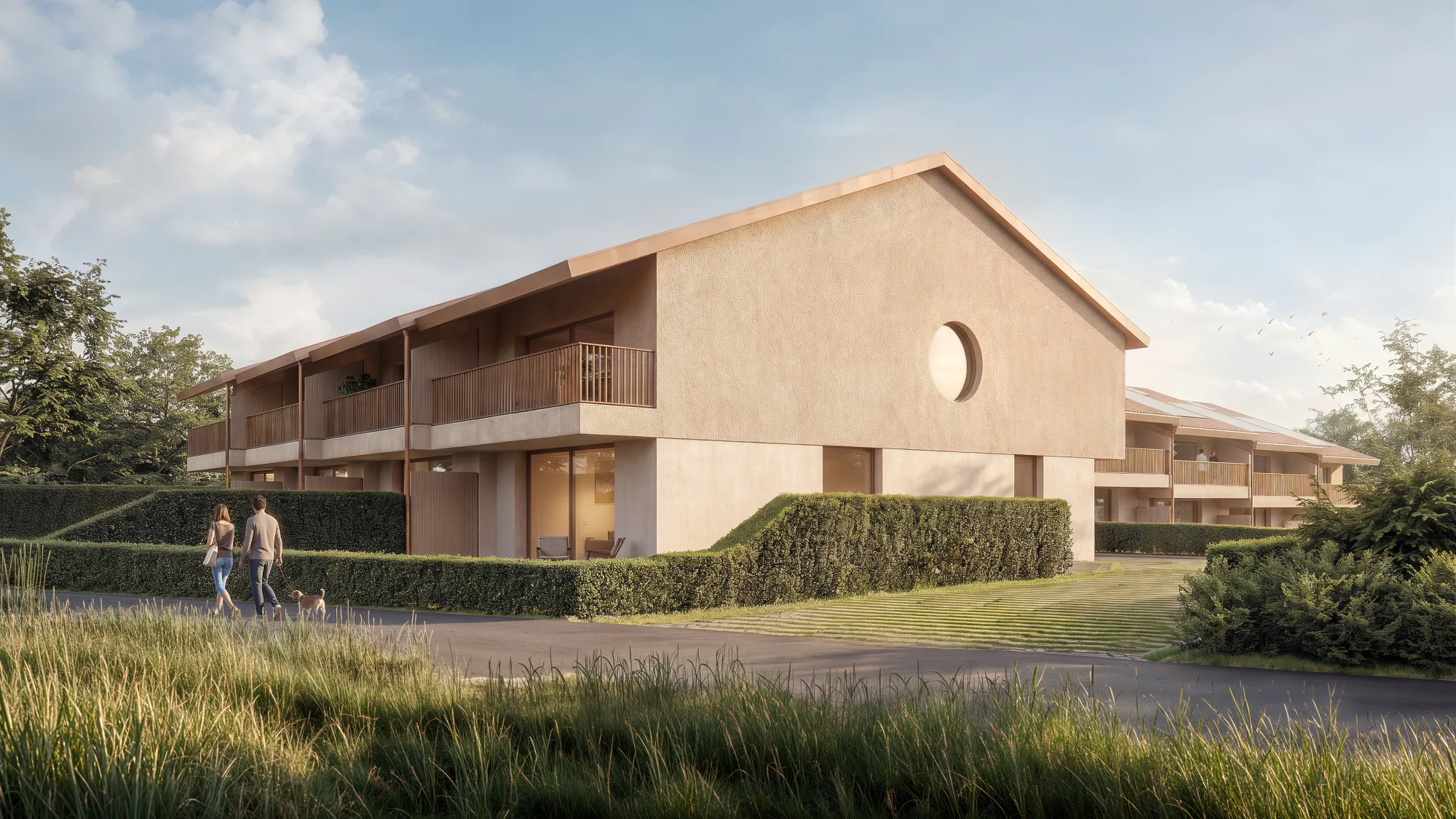 Les villas et leurs jardins depuis le chemin